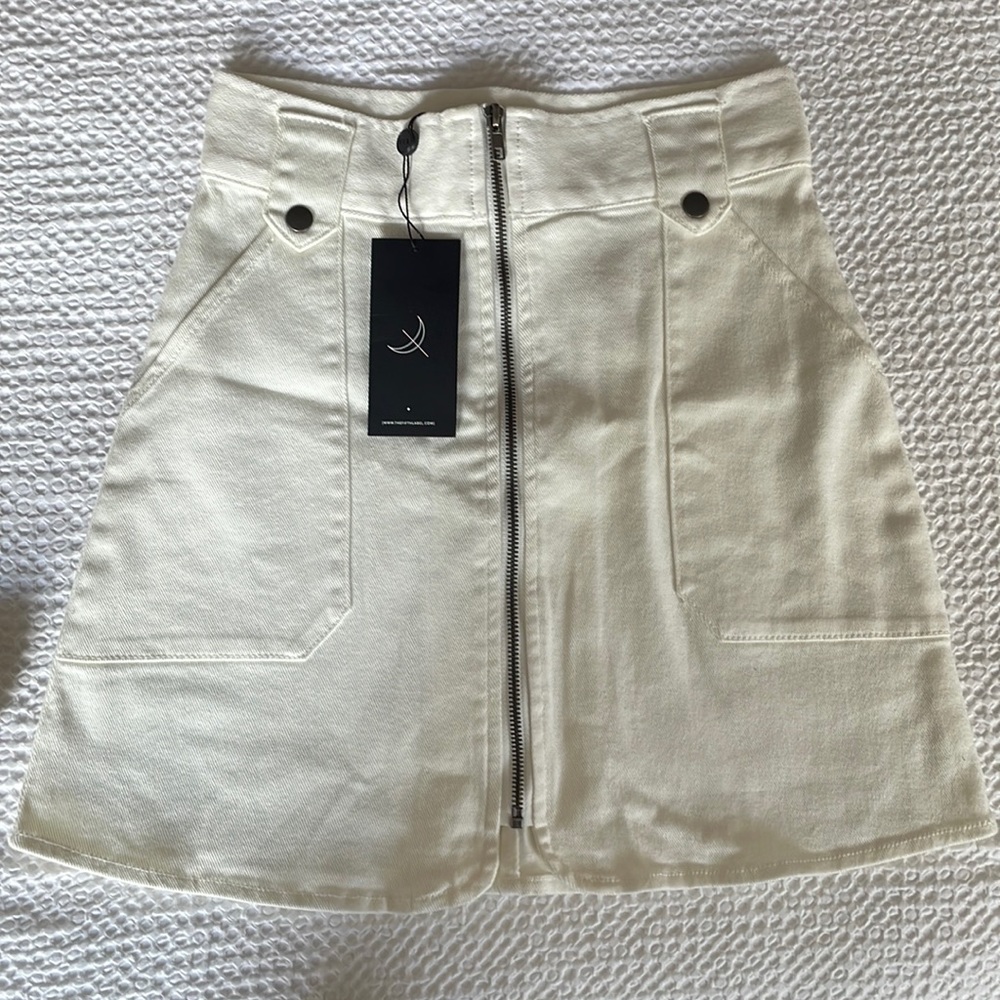 NWT Revolve white denim mini skirt